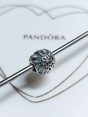 Genuine Pandora Silver Glittery 🌼 Flowers & Blue Enamel Petals 🌼 Charm 925 ALE • £12