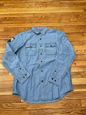 Nautica Men's Denim Button Down Long Sleeve Shirt Size Medium 2 Pockets • $14.99