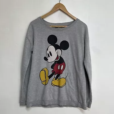 Disney Sweatshirt Medium Grey Mickey Mouse Jumper Sweater Long Sleeve • £9
