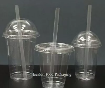 Milkshake Cup Domed Lid 10oz 12oz 16oz Reusable Plastic Milkshake Glasses • £26.99