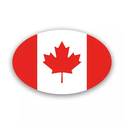 Euro Oval Canadian Flag Sticker Decal - Weatherproof - Canada Ca Maple Leaf • $4.99