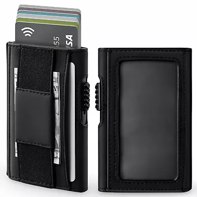 Slim Minimalist Leather Mens Wallet RFID Blocking Money Band Clip ID Card Holder • $17.99