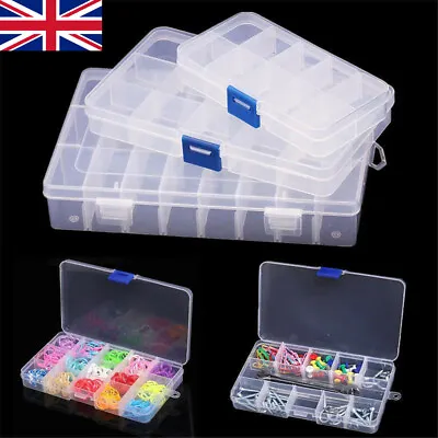 £5.86 • Buy 10/15/24 Plastic Multi Compartment Jewelry Adjustable Organizer Storage Box Case