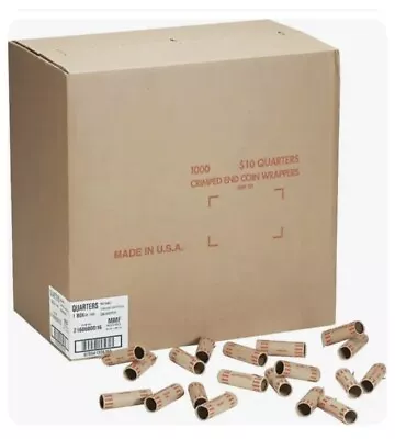 Preformed Tubular Coin Wrappers Quarters $10 - 1000 Count - LOWEST PRICE! • $5.99