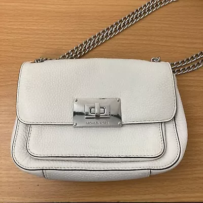 Michael Kors White Sloan Small Leather Flap Shoulder Bag Brand Silver Hardware • $44.99