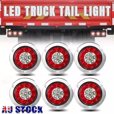 6X 4  Round LED Tail Lights Stop Indicator Reverse Lamp Trailer Truck UTE 12/24V • $62.95