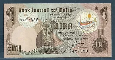 Malta 1 Lira L 1967 / 1979 P 34b UNC • $23.50