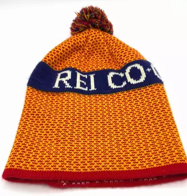 REI CO OP Orange Colorful Knit Hat Winter Ski Cap Beanie Youth Size 7-14Y • $14.99