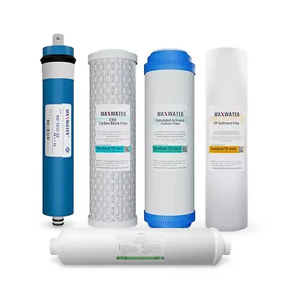5 Stage Max Water Reverse Osmosis Replacement Filter Set With 50 GPD Membrane • $44.95