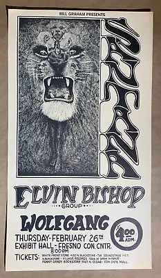 Santana Elvin Bishop 1970 Fresno California Bill Graham Concert Poster -read • $395.95