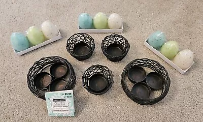 Ashland Black Metal Spring Easter Tea Candle Holder Set With Speckled Egg Candle • $17