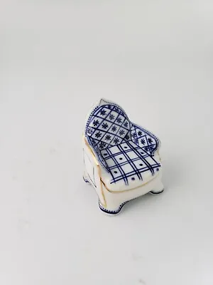 Miniature Blue White Porcelain Chair Dollhouse  • $11