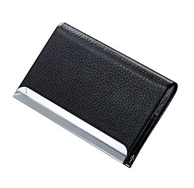 PU Leather Metal Business Card Holder - Sleek Pocket ID Credit Card Case Wallet • $7.40