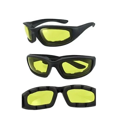 Motorcycle Bike Driving Day Night Riding Glasses Sunglasses Padded Yellow Lens • $5.99
