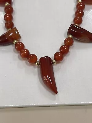 Vintage Natural CARNELIAN NECKLACE Horn Of Plenty Drops And Beads • $20