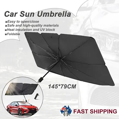 Car Windshield Sunshade Umbrella Front Window Visor Sun Shade Cover Black-Large • $14.95