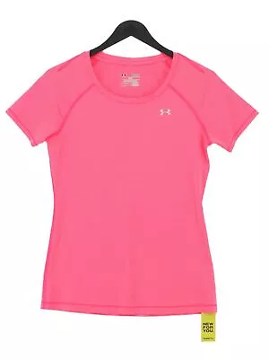 Under Armour Women's T-Shirt XS Pink Striped Polyester With Elastane Basic • £7.80