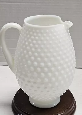 Milkglass Hobnail Juice Water Pitcher Pinched Spout Oval Shaped 6  • $15