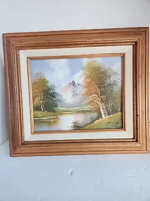 Artist Signed Vintage Oil Painting On Canvas AUTUMN FALL MOUNTAIN Sunrise EUC • $74.98