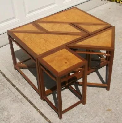 Baker Furniture 7 Piece Puzzle Geometric Oriental Style Coffee Table • $998.50