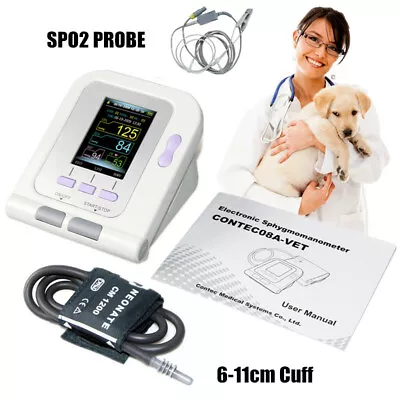Veterinary/Pet Blood Pressure Monitor NIBP Spo2 Tongue Ear Probe 6-11cm Cuff • $74.99