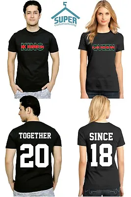 King Queen GREEN RED Couple Matching TSHIRT Valentines Love TOGETHER SINCE • $24.99