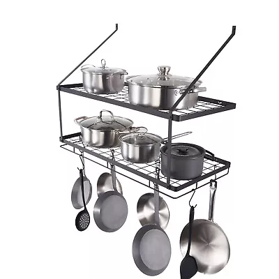 VEVOR Pot And Pan Rack Ceiling/ Wall Mounted/Under Cabinet Organzier W/ Hooks • $36.99