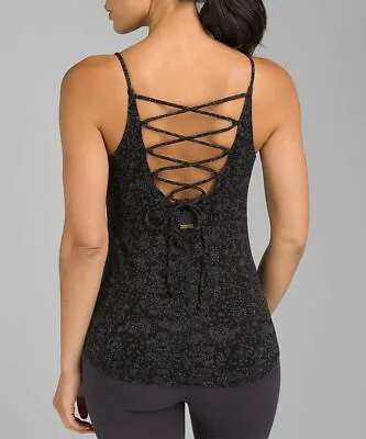 NWT Womens PrAna Yoga Pilates Strappy Top Bra New Arrowland XS Black Gray Tierra • $59.40