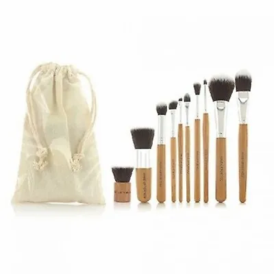 Makeup Brush Set Glamza 10pc Bamboo Eco Friendly Make Up Brush Set • £8.50