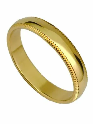 Men's Women's Solid 14K Yellow Gold Milgrain Wedding Ring Band 4MM Size 13 • $284