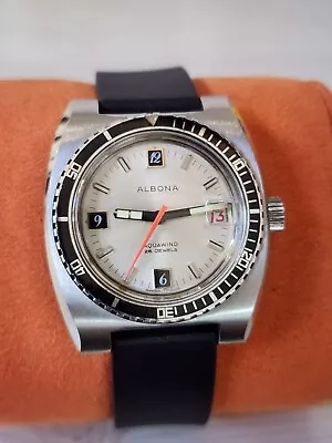 Pristine Vintage Albona Aquawind Stainless Steel Automatic Diver ETA 2783 • $169