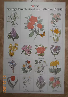 1983 Flowers I LOVE NEW YORK Poster Milton Glaser Design Susan Gray Illustration • $39.99