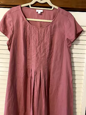 J Jill Love Linen Womens Dress L Pink Short Sleeve Pleats NWOT Coral • $28.99