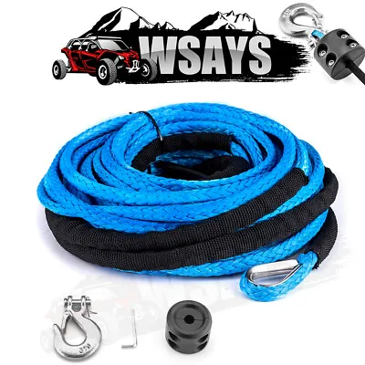 3/16  X 50' 7000LBS Synthetic Rope Winch Cable Hook Stopper For ATV UTV Polaris • $29.99