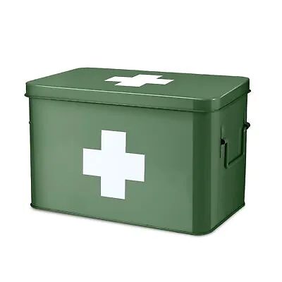 Metal First Aid Empty Box Medicine Storage Organizer With Removable Tray Handle • $43.99