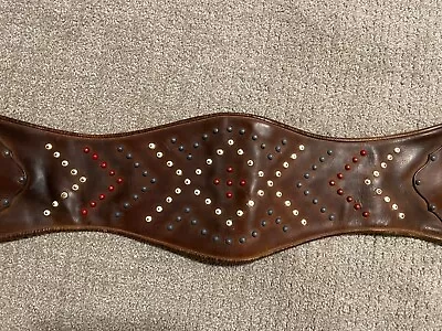 $175.99 • Buy Vintage 1940s 1950s Red White And Blue Studded Leather Motorcycle Kidney Belt 
