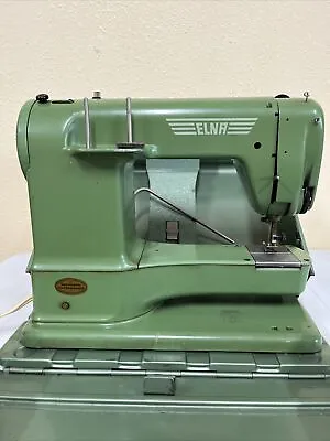 Vintage ELNA Supermatic Green Portable Sewing Machine #722010 TESTED&WORKING • $299.99