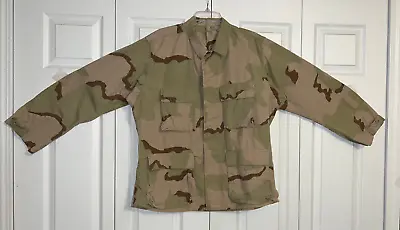 Vintage 3-COLOR DESERT Military Field Combat CAMO BDU Coat Shirt MEDIUM REGULAR • $14.99