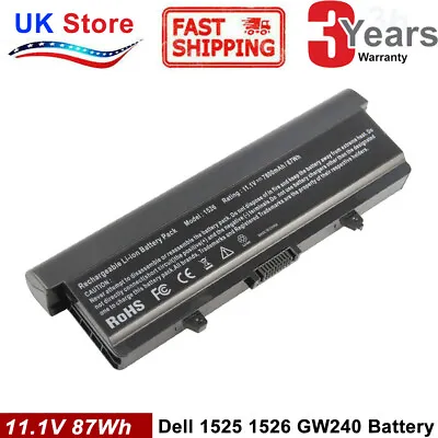 £16.49 • Buy 9 Cell Battery For Dell Inspiron 1525 1526 1545 1546 1750 GW240 RN873 Vostro 500