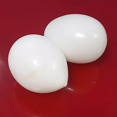 2 Antique Vintage Pontil White Milk Glass Hand Blown Nesting Chicken Eggs • $35