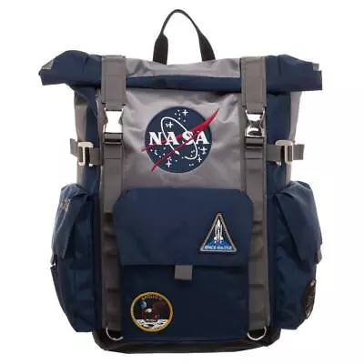 NASA Backpack Meatball Logo Roll Top Built Up Space Laptop Bag • $82.95