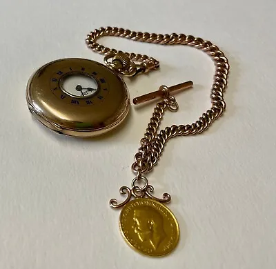 £506 • Buy Vintage 9ct Gold Half Hunter Gentlemans Pocket Watch