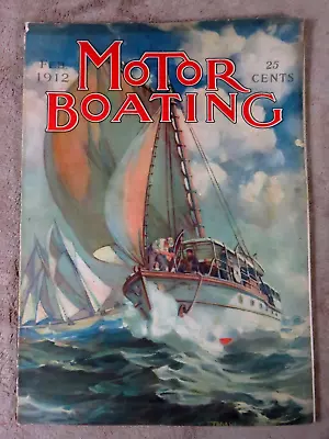 MOTOR BOATING Magazine February 1912 /Yacht Ships Boats Sailing Yachting Vtg Ads • $65