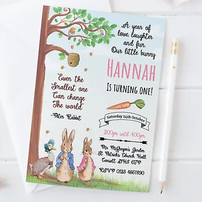 Personalised Flopsy Bunny Birthday Party Invitations • Peter Rabbit Invites X10 • £8.31