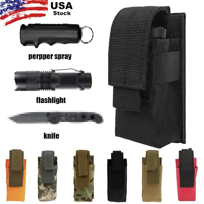 Tactical Molle LED Flashlight Pouch Holder Belt Holster Nylon Torch Carry Case • $7.89