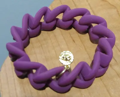 Marc Jacobs Purple Rubber Stretch Turn Lock Bracelet With Gold Label Charm • $14.99