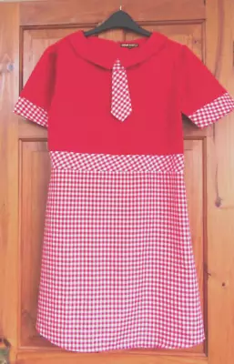 Mod / 60s Red Gingham Dress Size 14 ( A300 BOX ) • £19.99