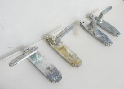 £20 • Buy Vintage Chromed Door Lever Handles Plates Old Silver Art Deco 1936 SEIZED