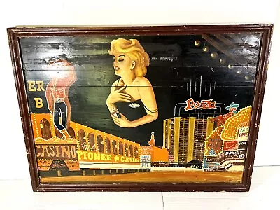 Unusual Vintage Folk Art Painting Marilyn Monroe Las Vegas Casino Signed Lee • $395