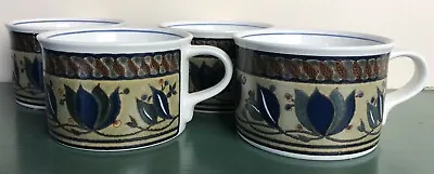 1980s Mikasa Intaglio Pottery Lot Of 4 Arabella CAC01 Pattern 9oz Cups Tulips • $12
